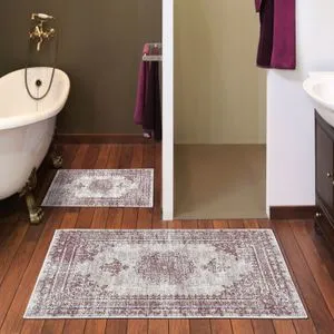 Kt482 Set Tepiha za Kupatilo u Višebojnoj Boji (2 Komada)