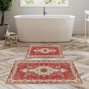 KT483 Set Tepiha za Kupatilo u Višebojnoj Boji (2 Komada)