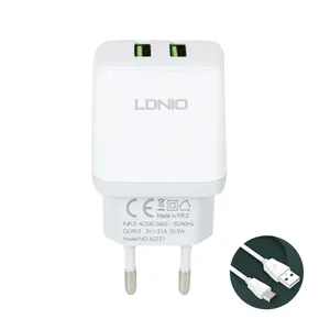Kucni punjac LDNIO A2221 2xUSB, 12W sa micro USB kablom beli