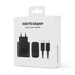 Kucni punjac PD Fast charger 45W za Samsung sa PD Type C kablom CE crni