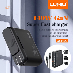 Kucni punjac sa adapterima LDNIO A6140C GaN PPS 3xQC3.0 (30W), 3xPD3.0 (100W), 140W Max, a Type C...