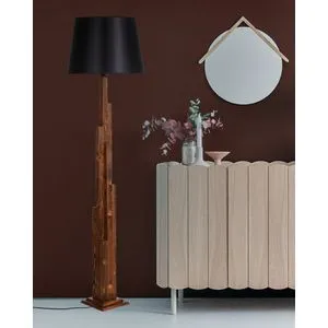 Kule Ceviz Ahšap Lambader Pramit sa Crnim Abajurima