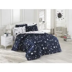 L'essential Maison Halley - Tamnoplavo beli set navlaka za jorgan