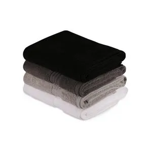 L'essential Maison Rainbow - Set Peškira za kupatilo u bojama crno, belo, sivo i tamno sivo (4 ko...