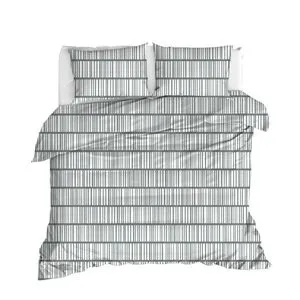 L'essential Maison Vektör v2 - Sivo Beli Sivi Ranforce Posteljni Set za Dvostruki Duvet