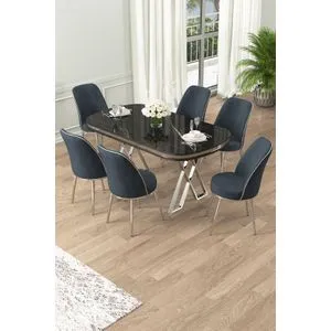 Lai - Black Marble, Chrome, Anthracite Black Marble
Chrome
Anthracite Dining Table & Chairs Set (...