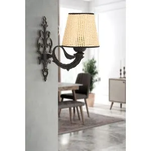 Lampa za zid Lily Coral - Prirodna, Crna