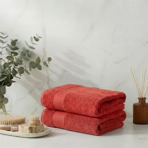 Lanes - Tile Red Tile Red Bath Towel Set (2 Pieces)
