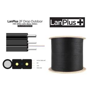 LanPlus Fiber optic cable 2FO 1km outdoor drop cable, sajla, G657A1, FRP, LSZH