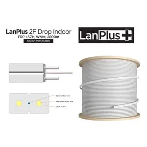 LanPlus Fiber optic cable 2FO 2km Indoor drop cable, G657A1, FRP, LSZH, white