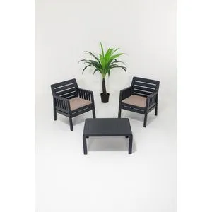 Lara 1+1+S Takim - Anthracite Anthracite Garden Lounge Set