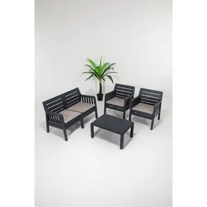 Lara 2+1+1+S Takim - Anthracite Anthracite Garden Lounge Set