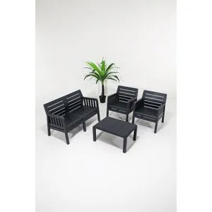 Lara Mindersiz 2+1+1+S Takim - Anthracite Anthracite Garden Lounge Set