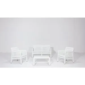 Lara Mindersiz 2+1+1+S Takim - White White Garden Lounge Set