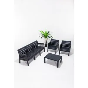 Lara Mindersiz 3+1+1+S Takim - Anthracite Anthracite Garden Lounge Set