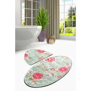 Lara Oval Multicolor Set Tepiha za Kupatilo (2 Komada)