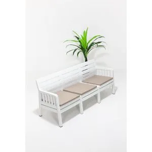 Lara Uclu Koltuk - White White Garden 3-Seat Sofa