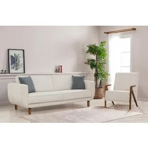 Larus Wood Set - Walnut, Cream Walnut
Cream Sofa-Bed Set