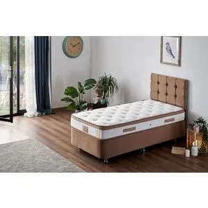 Latte - Light Brown (80 x 180) Light Brown Single Mattress, Base & Headboard