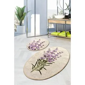 Lavender DJT Multicolor Bathmat Set (2 Pieces)