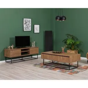 Laxus Takım 5 Walnut
Black Living Room Furniture Set