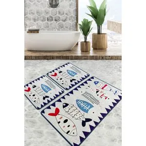 Le Poissson Djt Multicolor Bathmat Set (3 Pieces)