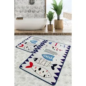 Le Poissson Multicolor Set Tepiha za Kupatilo (2 Komada)