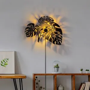 Leaves Black Wall Lamp