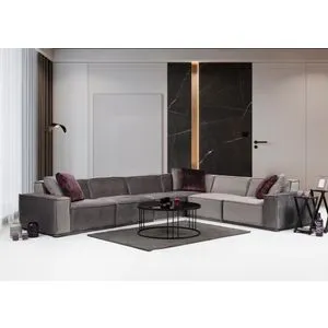 Lego Corner 2 (L1-O1-O1-C-O1-1R) Grey Corner Sofa