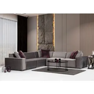 Lego Corner 3 (L1-O1-C-O1-1R) Grey Corner Sofa
