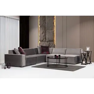 Lego Corner 4 (L1-O1-C-O1-O1) Grey Corner Sofa