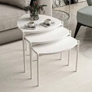 Lenny - White White Nesting Table (3 Pieces)