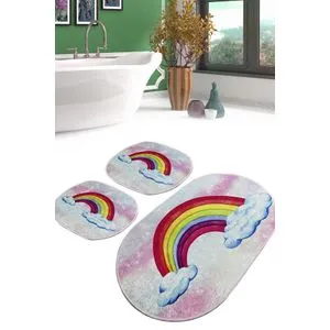 Leno Djt Multicolor Bathmat Set (3 Pieces)