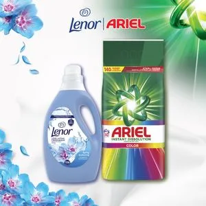 LENOR Spring awakening omekšivač za veš 126 pranja (2,65l)+Ariel prašak za veš Color 9.10 kg , 14...