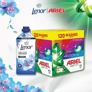 LENOR Spring awakening omekšivač za veš1,827l, 87pranja+Ariel kapsule za pranje veša Color , 120 kom