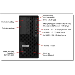 Lenovo 7D8JA043EA ThinkSystem ST50 V2, Xeon E-2324G 3.1GHz/ 4.6GHz, 4C/ 8MB Cache, Intel C256, 1x...