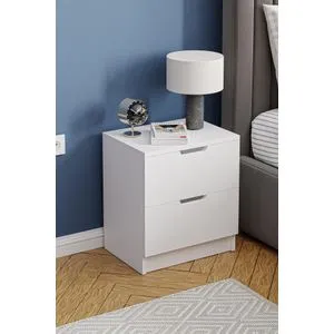 Lento - White White Nightstand