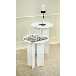Leo (55 + 45) - White White Coffee Table Set