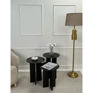 Leo (55 + 50 + 45) - Black Black Coffee Table Set