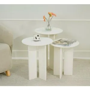Leo (55 + 50 + 45) - Cream Cream Coffee Table Set