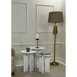 Leo (55 + 50 + 45) - White White Coffee Table Set