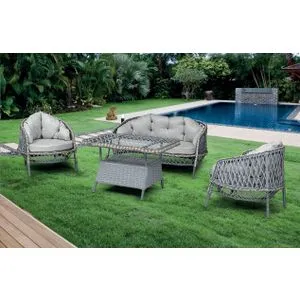 Lerra (1+1+3+Sehpa) Sivi Vrtni Lounge Set