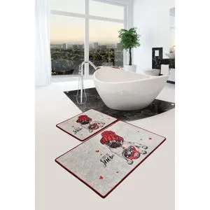 Let It Snow Multicolor Bathmat Set (2 Pieces)
