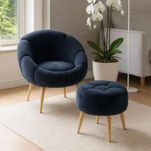 Lida - Anthracite Anthracite Wing Chair &amp; Pouffe Set (2 Pieces)