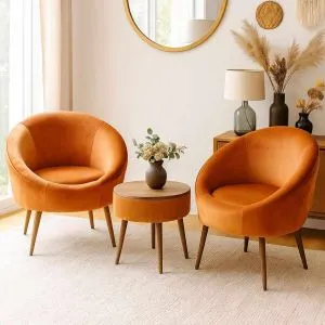 Lida Babyface - Orange Orange Wing Chair &amp; Coffee Table Set (3 Pieces)