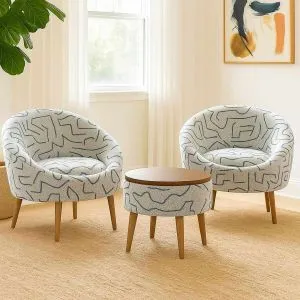 Lida Weave - Dark Blue, White Dark Blue
White Wing Chair &amp; Coffee Table Set (3 Pieces)