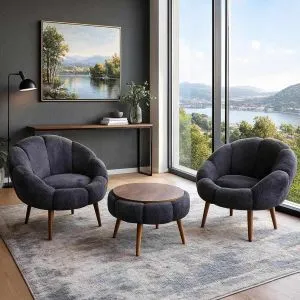 Lida Wellsoft - Anthracite Anthracite Wing Chair &amp; Coffee Table Set (3 Pieces)