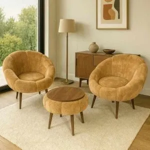 Lida Wellsoft - Brown Brown Wing Chair &amp; Coffee Table Set (3 Pieces)