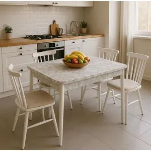 Lidya - White White Extendable Dining Table & Chairs Set (5 Pieces)