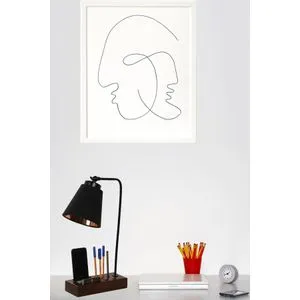 Lila Siyaha-Bakır Abajurlu Masa Lambası